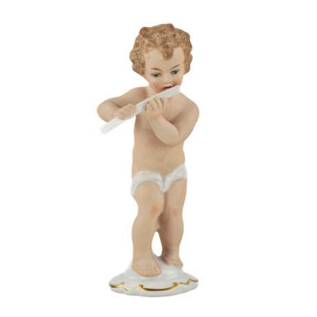 Figurine en porcelaine Gar&ccedil;on &agrave; la fl&ucirc;te. Wallendorf Allemagne milieu du XXe si&egrave;cle. Biscuit (porcelain) Rococo Early 20th century - Foto 1