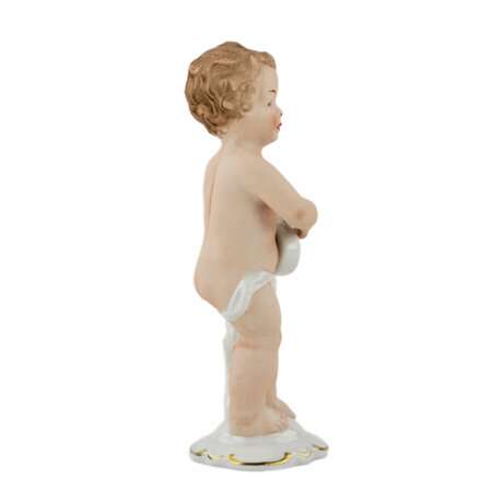 Porcelain figurine of a putti playing guitar. Germany. Porcelain Hand Painted Gilding Baroque Mid-20th century - photo 2