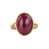Golden ring with ruby. Ruby 20th century - photo 3