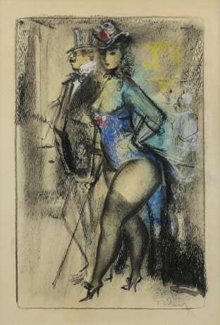 Konstantin Ivanovich Rudakov. Graphic arts. Erotic pastel. In a variety show. Ink 20th century - photo 2