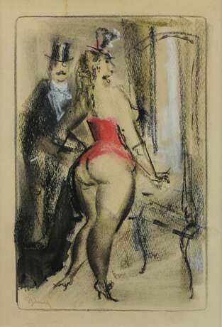 Konstantin Ivanovitch Rudakov. Pastel erotique. Au miroir. Spectacle de variete. pencil 20th century - photo 2