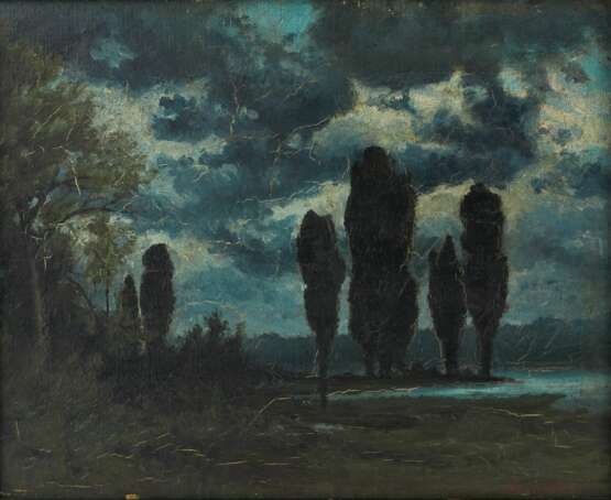 Paysage nocturne V.I. Zarubina.Russie oil on cardboard At the turn of 19th -20th century - photo 2