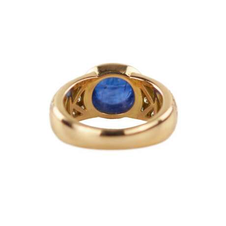 Золотое кольцо с сапфиром и бриллиантами. Diamond 20th century г. - фото 6