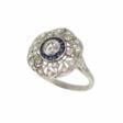 Art Deco style ring in 900 platinum with diamonds and sapphires. - One click purchase