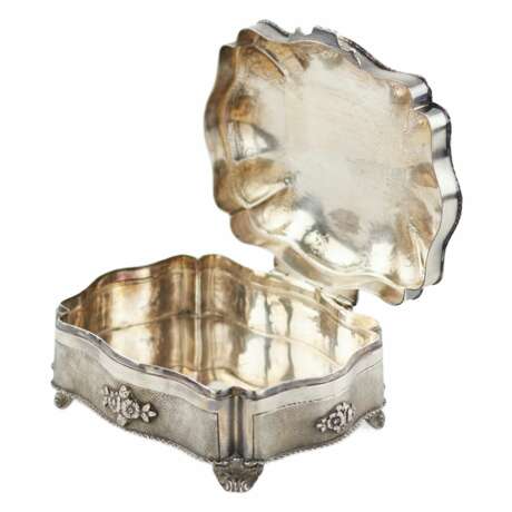 Bo&icirc;te &agrave; bijoux italienne en argent de forme baroque. Silber 800 Chinoiserie 20th century - Foto 6