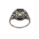 Elegant platinum ring with diamonds and sapphires. Platinum 21th century - photo 6