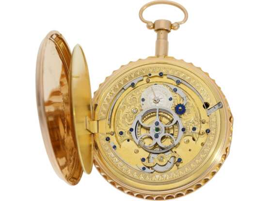 Taschenuhr: frühe und hochfeine Spindeluhr mit Minutenrepetition, signiert Breguet et Fils No.3688, Paris ca.1820 - Foto 4