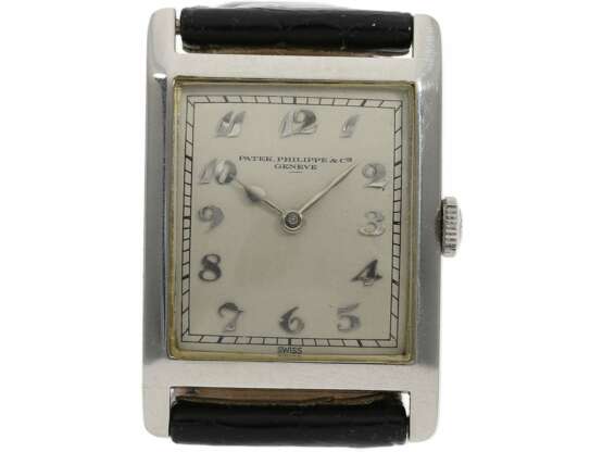 Armbanduhr: hochfeine, ganz frühe Art déco Herrenuhr in Platin, Patek Philippe No. 805536, ca. 1925/26 - photo 1