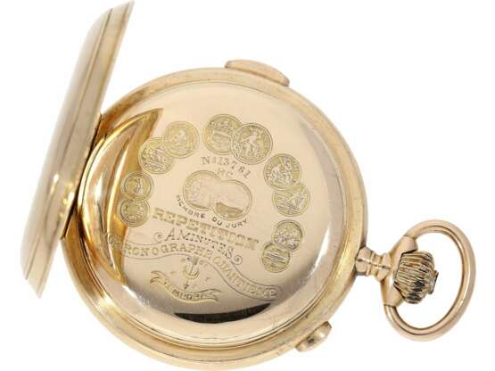 Taschenuhr: besonders schwere astronomische Goldsavonnette mit 6 Komplikationen, inklusive Minutenrepetition, Le Phare "Tempora", gefertigt für den russischen Markt, um 1900 - фото 3