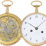 Taschenuhr: extrem schwere und äußerst hochwertige 18K Gold Grande Sonnerie Clockwatch, Meuron et Comp. Geneve No. 11089, ca. 1820 - photo 1