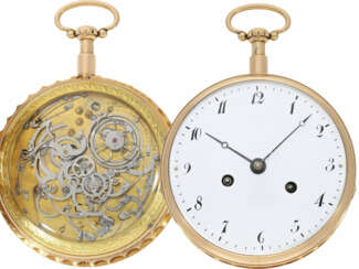 Taschenuhr: extrem schwere und äußerst hochwertige 18K Gold Grande Sonnerie Clockwatch, Meuron et Comp. Geneve No. 11089, ca. 1820