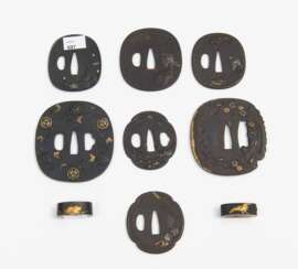 Lot: 7 Tsuba & 2 Fuchi