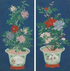 1 Paar Malereien von Jiao Bingzhen (1689–1726), zugeschrieben