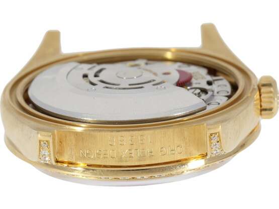 Armbanduhr: sehr luxuriöse 18K Gold Rolex Day-Date Ref. 18388, mit originalem Diamantbesatz, Originalpapieren und Servicebeleg 2015, LC100, aus dem Jahr 1995, Zustand wie NEU! - photo 7