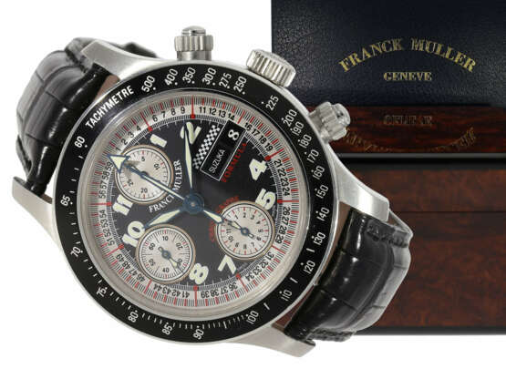 Armbanduhr: sehr seltener, neuwertiger, streng limitierter Franck Muller Formel 1 GMT-Chronograph in Chronometerqualität, No. 43/50, mit Originalbox, ca. 1990 - фото 1