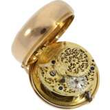 Taschenuhr: museale Gold/Emaille-Spindeluhr mit extrem raren Perlenbesatz, George Prior London No. 9830, Hallmarks London 1795, fantastischer Zustand - Foto 3