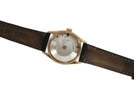 Armbanduhr: Rolex Rarität, Ref. 6085 in Roségold mit Doppelsignatur Rolex for Asprey und schwarzem Lackzifferblatt, ca. 1953 - photo 7