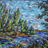 Река. Протока. Canvas Oil Impressionism Landscapes with river Russia 2014 - photo 1