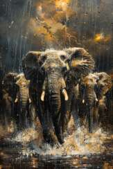 Слоны под Дождем