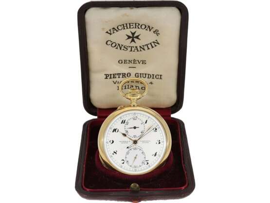 Taschenuhr: exquisites Vacheron & Constantin Ankerchronometer mit Chronograph, Doppelsignatur, Originalbox, fantastischer, neuwertiger Zustand, ca. 1920 - Foto 8