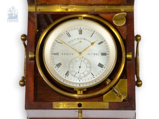 Marinechronometer: exquisites, ganz frühes Le Roy "Depot de la Marine Paris" , Marinechronometer, No. 1-142/619, ca. 1865 - Foto 1