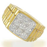 Ring: schwerer, goldener Herrenring im Rolex-Design, Brillantbesatz von ca.1ct - photo 1