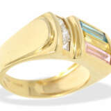 Ring: ausgefallener Goldschmiedering mit farbigen sowie farblosen Steinen, 18K Gelbgold - Foto 3