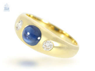 Ring: fine vintage sapphire/brilliant-band ring, handmade, 1,75 ct, probably from Wempe