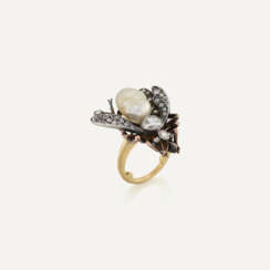 LATE 19TH CENTURY PEARL AND DIAMOND RING