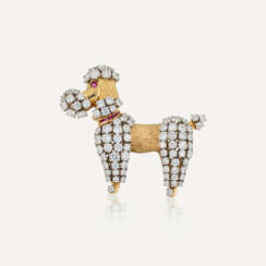 VAN CLEEF & ARPELS MID 20TH CENTURY DIAMOND AND RUBY POODLE BROOCH