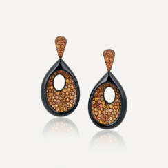 DE GRISOGONO COLOURED SAPPHIRE AND ENAMEL EARRINGS