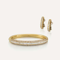 CARTIER DIAMOND BANGLE || TOGETHER WITH A PAIR OF DIAMOND EARRINGS