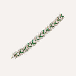 MID 20TH CENTURY DIAMOND AND EMERALD BRACELET