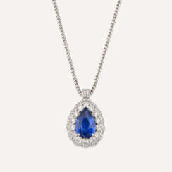 SAPPHIRE AND DIAMOND PENDENT NECKLACE