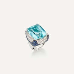 NO RESERVE | MARGHERITA BURGENER AQUAMARINE, SAPPHIRE AND DIAMOND RING