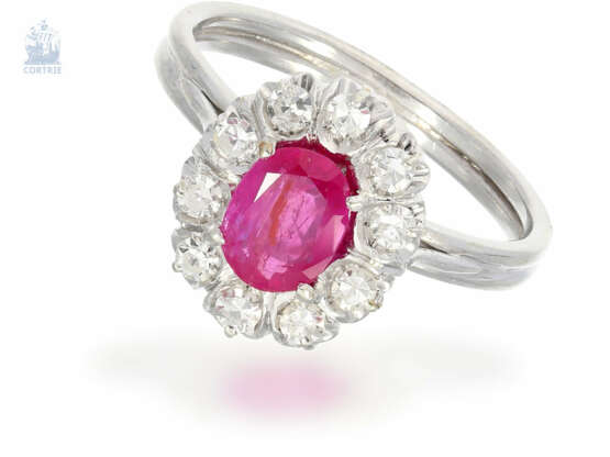 Ring: feiner, weißgoldener vintage Rubin/Diamant-Blütenring, ca.1ct - фото 2