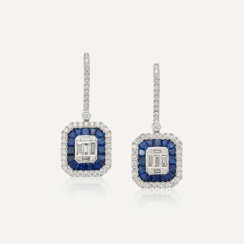 NO RESERVE | ILLUSION-SET DIAMOND AND SAPPHIRE EARRINGS
