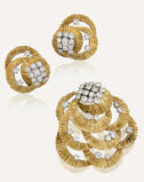 NO RESERVE | KUTCHINSKY DIAMOND AND GOLD BROOCH AND EARRING SET
