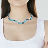 TURQUOISE, SAPPHIRE AND DIAMOND NECKLACE - Foto 3
