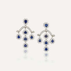 SAPPHIRE AND DIAMOND GIRANDOLE EARRINGS