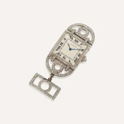 CARTIER EARLY 20TH CENTURY ROSE-CUT DIAMOND-SET BROOCH WATCH CONVERTED FROM A WRISTWATCH