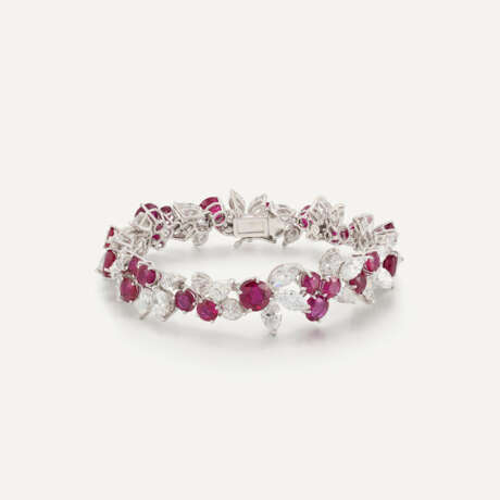 RUBY, SYNTHETIC RUBY AND DIAMOND BRACELET - фото 3