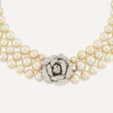 NATURAL PEARL, CULTURED PEARL AND DIAMOND NECKLACE AND BRACELET SET - Foto 2