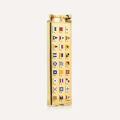 ALFRED DUNHILL FOR CARTIER GOLD AND ENAMEL 'MARITIME' TABLE LIGHTER