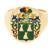 Ring: handgefertigter, aufwändig emaillierter Siegelring/Wappenring, antike Goldschmiedearbeit,18K Gold - Foto 2