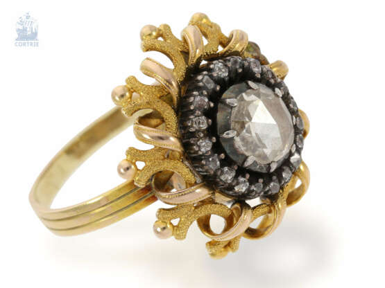 Ring: antiker, handgearbeiteter Diamantring, vermutlich frühes 19. Jahrhundert.. - Foto 1