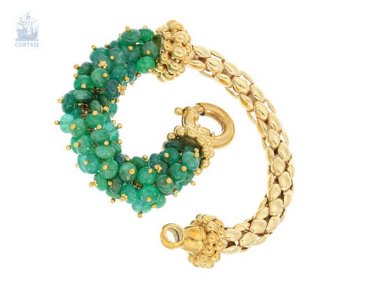 Armband: interessantes und ausgefallenes vintage Smaragd/Goldschmiedearmband, ca. 60ct Smaragde - photo 2
