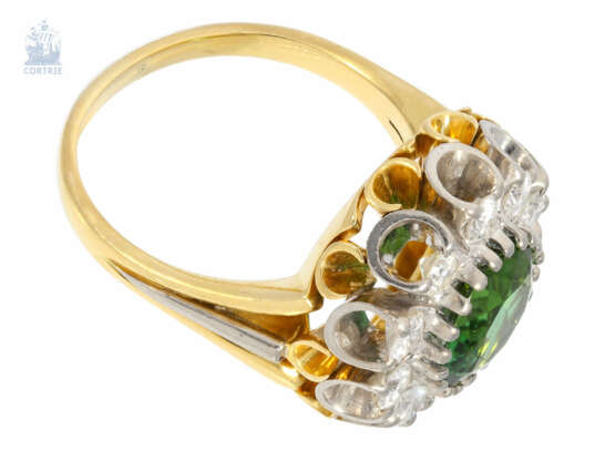 Ring: klassischer, ausgesprochen schöner vintage Brillant/Turmalin-Blütenring, Handarbeit aus 18K Gold - photo 2