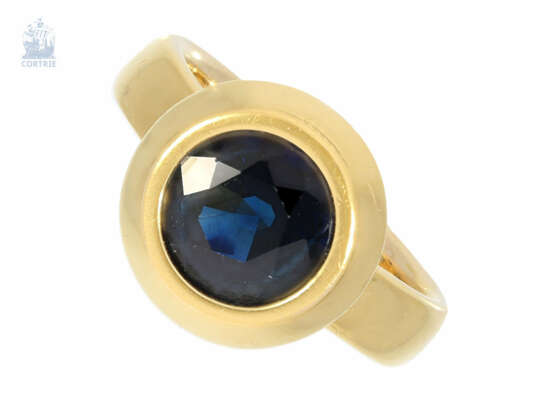 Ring: goldener vintage Saphir/Goldschmiedering, 18K Gold, natürlicher Saphir von ca. 3ct - photo 1