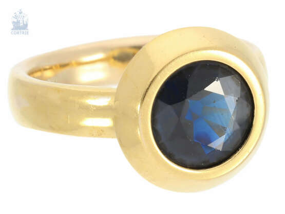 Ring: goldener vintage Saphir/Goldschmiedering, 18K Gold, natürlicher Saphir von ca. 3ct - photo 2